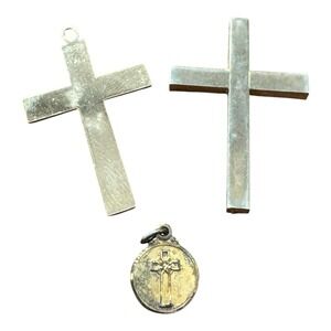 Religious Cross Medals And Pendants Lot of 3